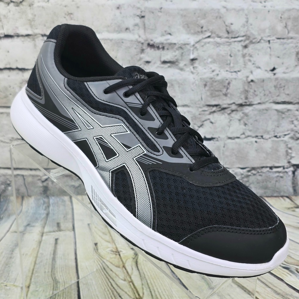 ASICS Stormer Running Shoes Womens 10.5 Black Silver T791S Athletic Training Gym